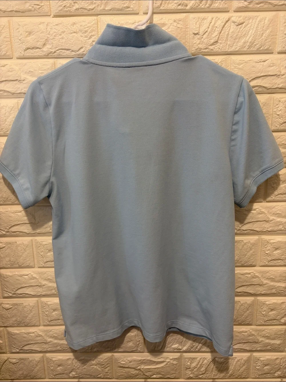 J. Crew Light Blue Short Sleeve Polo with Aquamarine Placket Accent